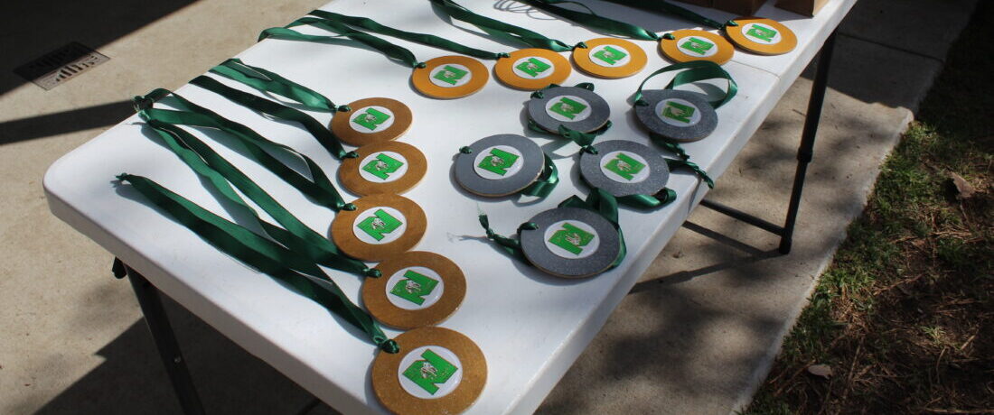 Gold, silver and bronze medals featuring the club logo